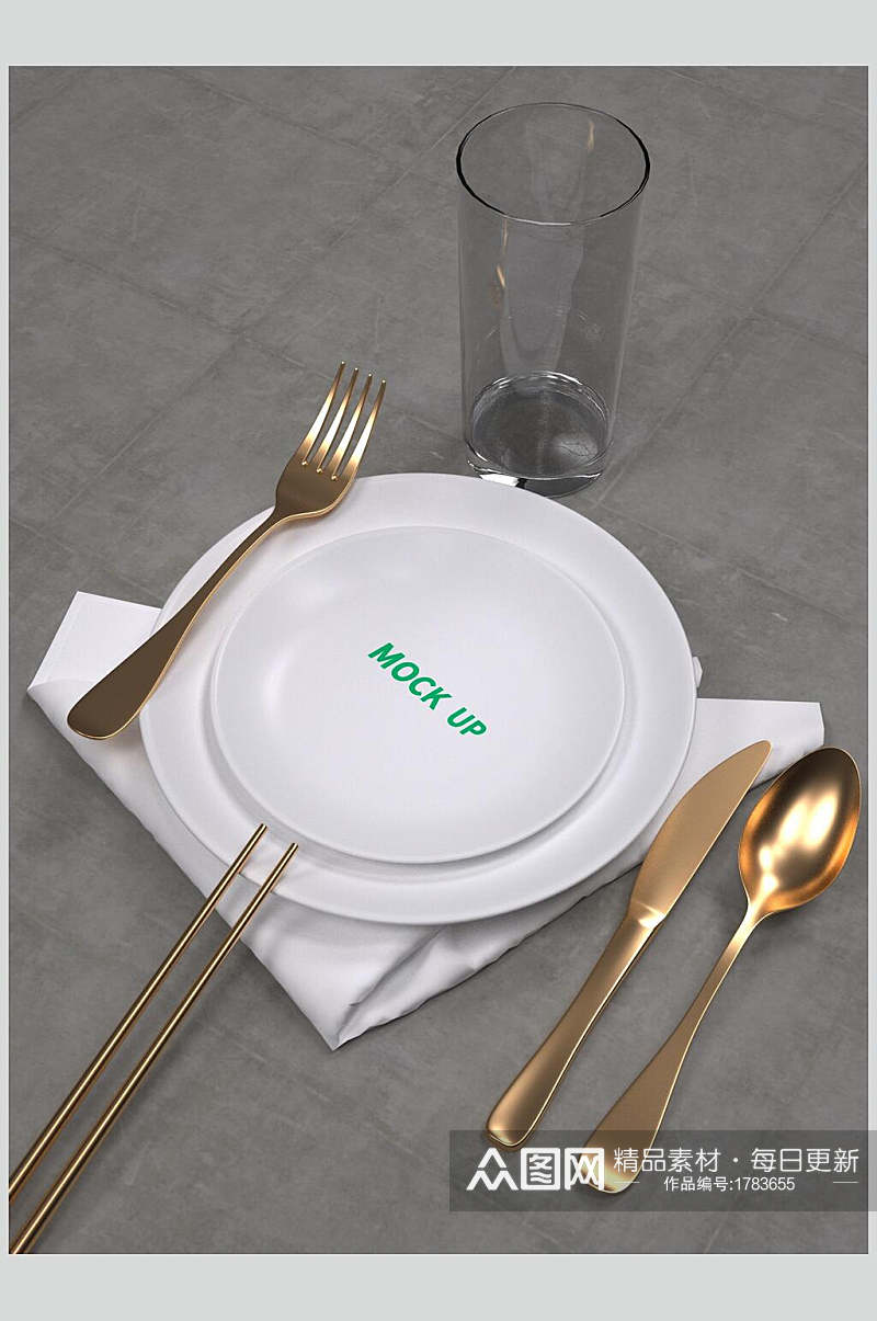 简洁餐厅托盘餐盘餐具LOGO展示整套VI样机素材
