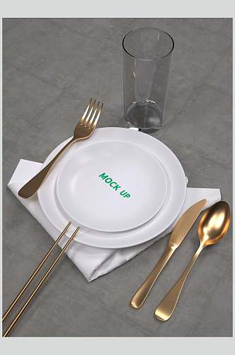 简洁餐厅托盘餐盘餐具LOGO展示整套VI样机