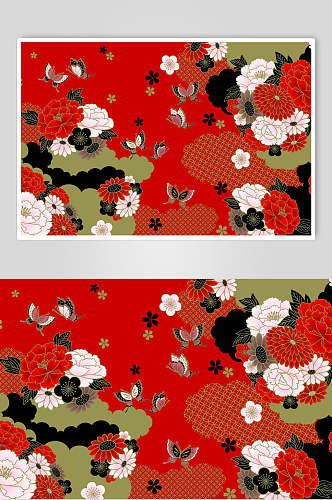 红花日式和风背元素景素材
