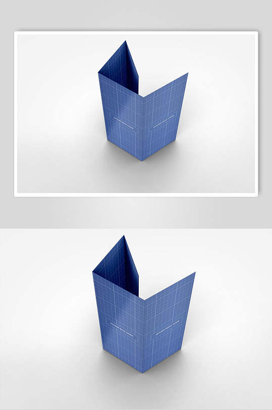 创意蓝色折页样机立体效果图设计