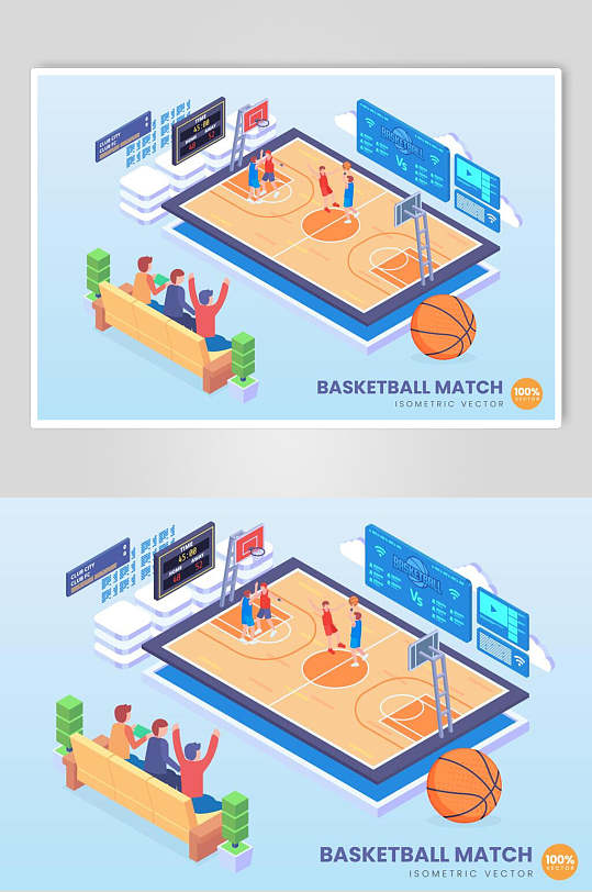 运动篮球场比赛设计元素