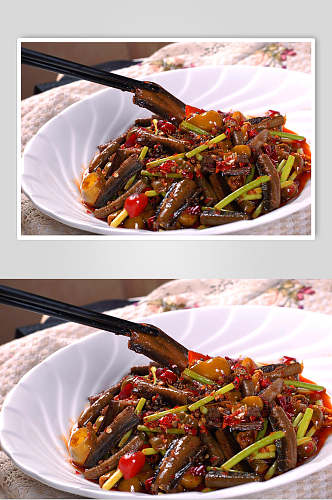 热菜花椒土鳝鱼美食摄影图片