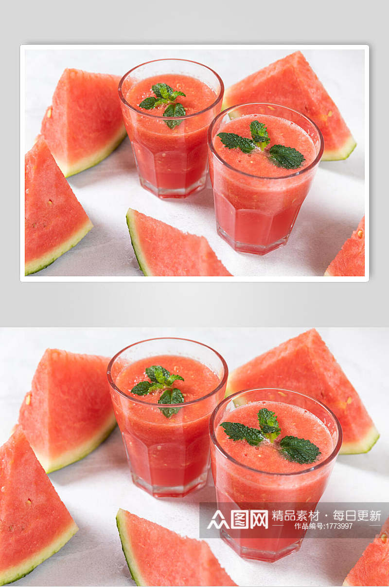 鲜榨果汁夏日西瓜汁冰凉饮品饮料图片素材
