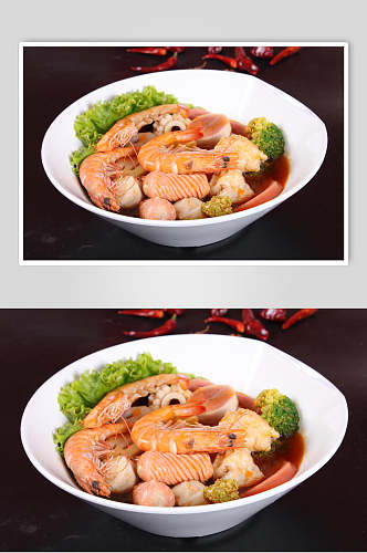 麻辣串串冒菜海鲜丸子美食图片