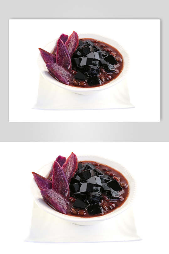 甜品紫薯仙草西米露摄影图片