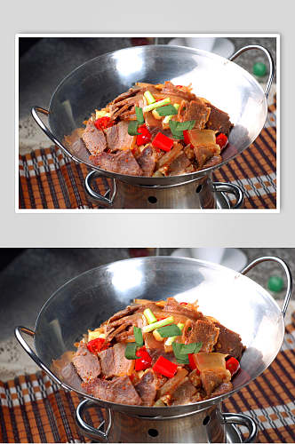 湘菜干锅带肉牛肉美食高清图片