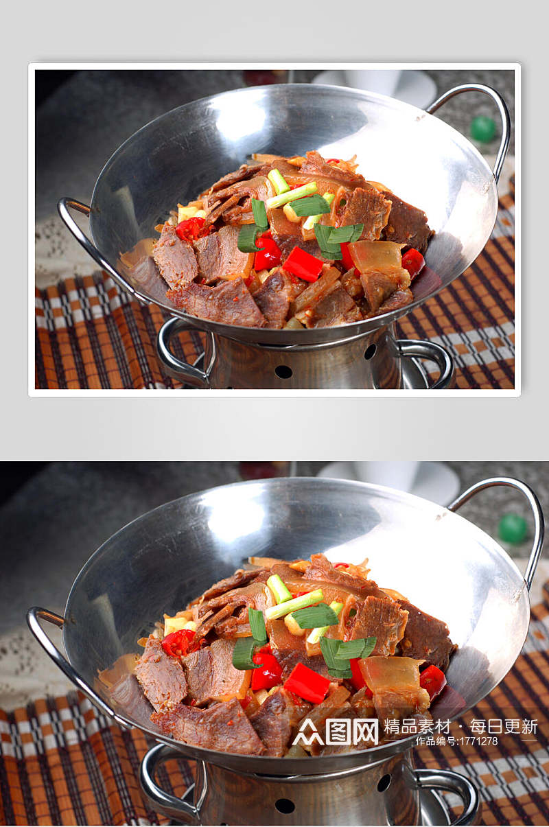 湘菜干锅带肉牛肉美食高清图片素材