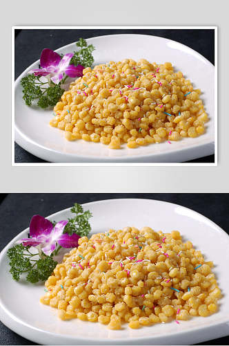 小吃金沙玉米美食摄影图片