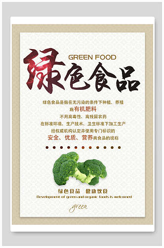 绿色食品食堂文化挂画海报