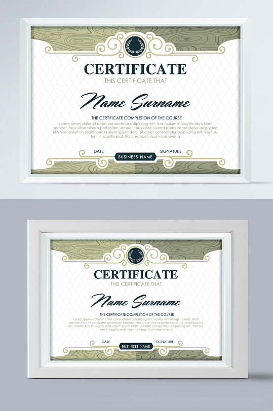 白色画框欧式花纹证书-众图网