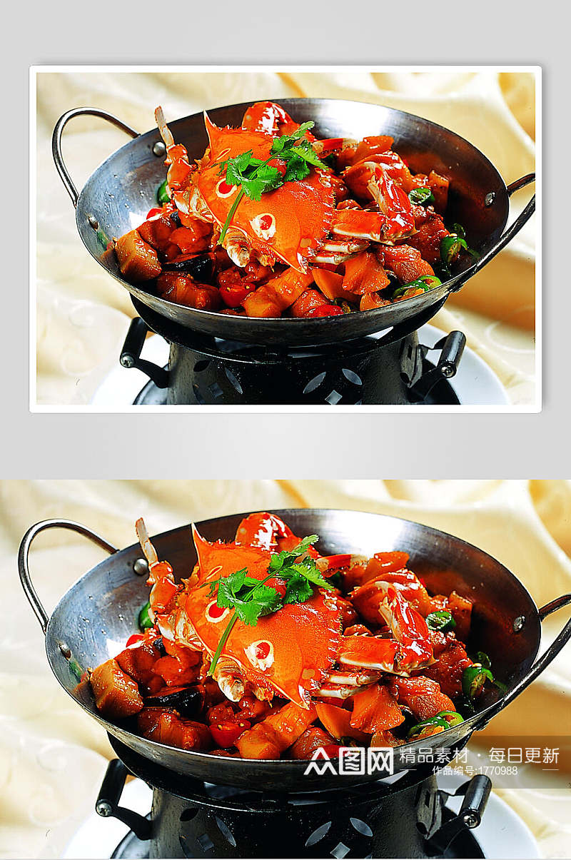 干锅蟹香鸡美食高清图片素材
