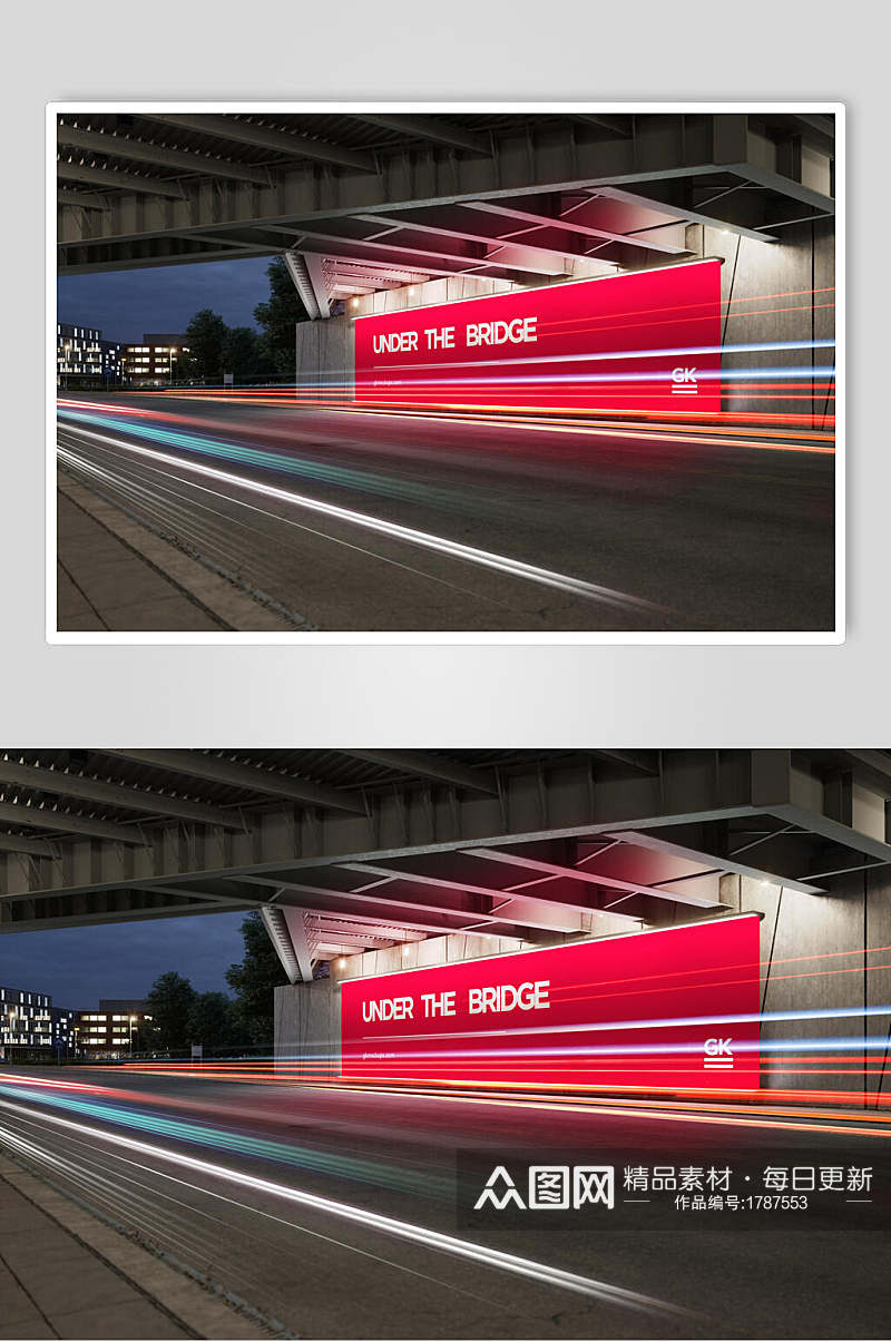 大气红色展板海报LOGO展示样机效果图素材