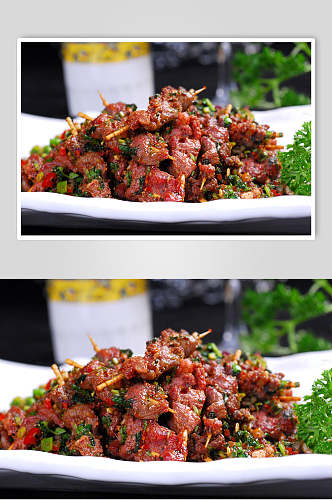 藿香羊肉串美食摄影图片