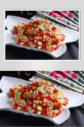 热菜小米椒炒鸽胗美食摄影图片