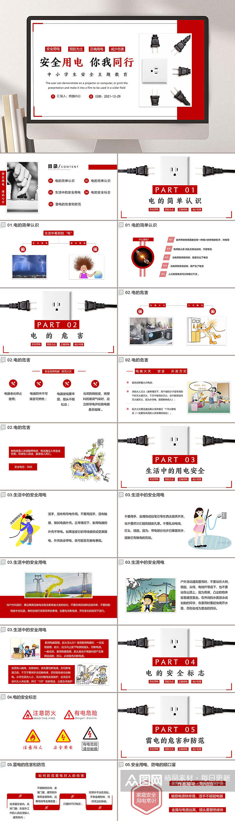 安全用电你我同行主题教育PPT模板素材