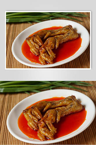 红油酥皮鸭爪卤味美食摄影图片