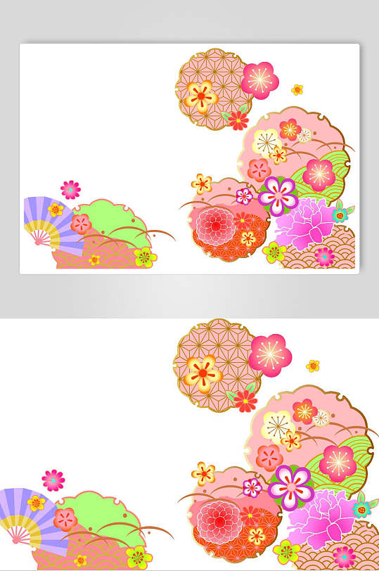手绘画日式和风背景元素素材