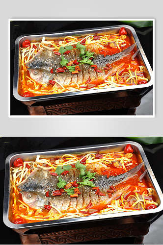 豆芽烤鱼食品摄影图片