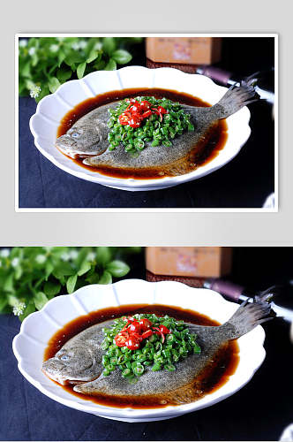 鲜椒多宝鱼美食摄影图片