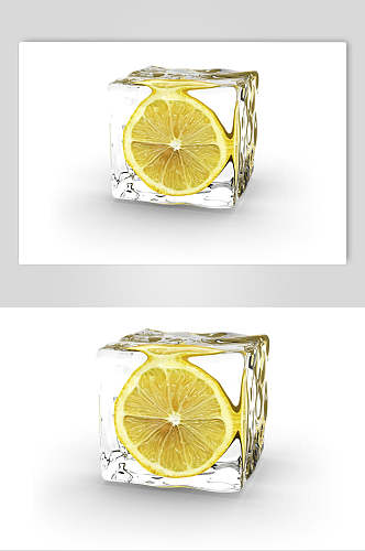 柠檬方冰块图片