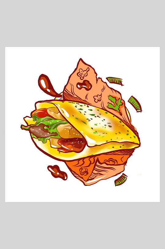 煎饼美食插画素材