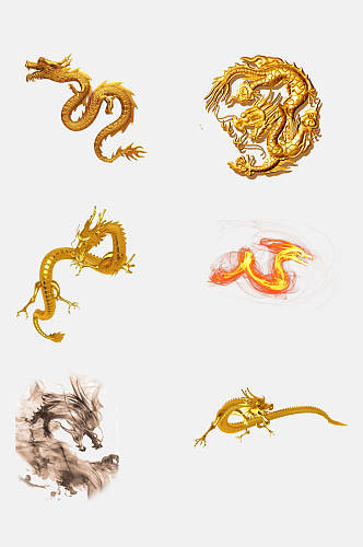 古代经典中国龙纹图案元素素材