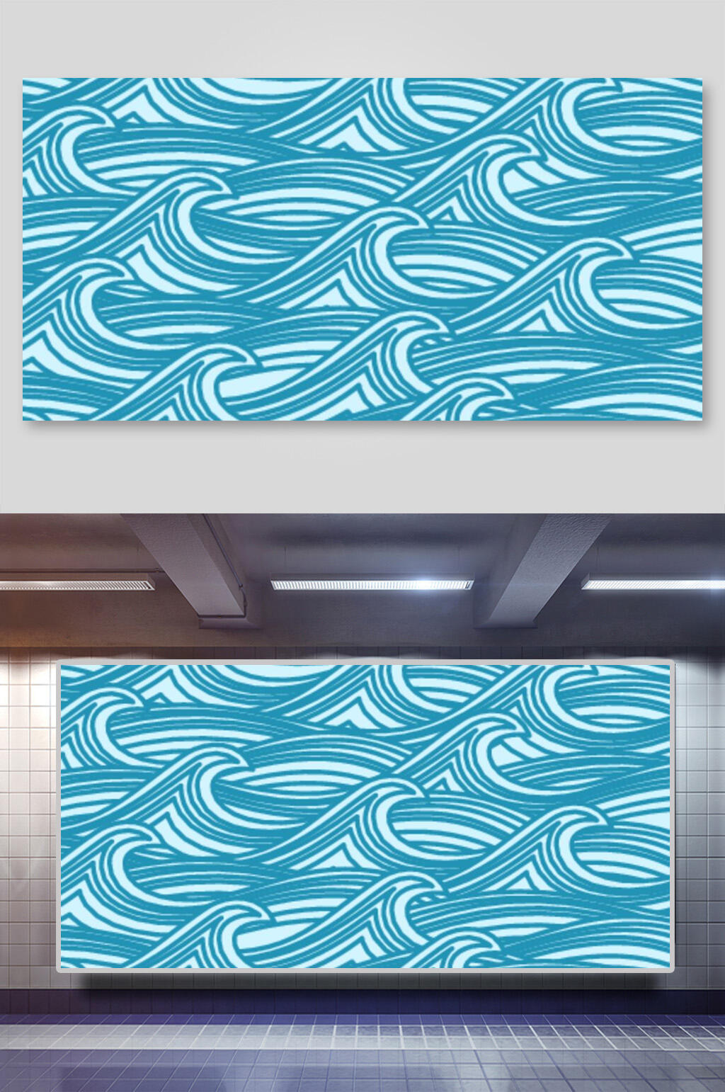 蓝色海浪波浪纹理背景素材展板素材