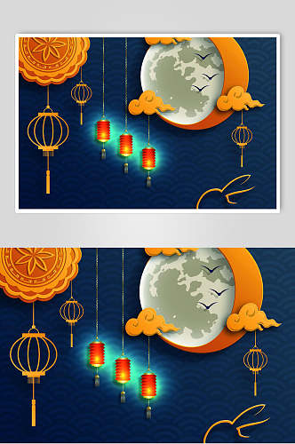 月亮月饼中秋节设计元素素材