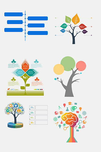 卡通版智慧树科技树状图元素素材