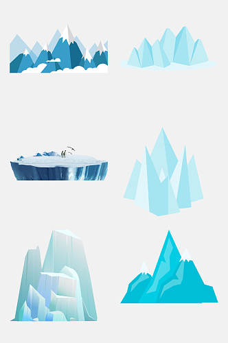 蓝色冰山冰川雪景素材免抠元素素材