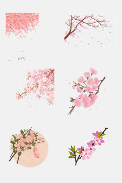 盛开樱花节梅花节素材元素