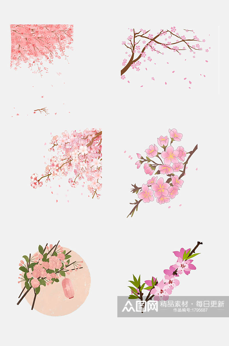 盛开樱花节梅花节素材元素素材