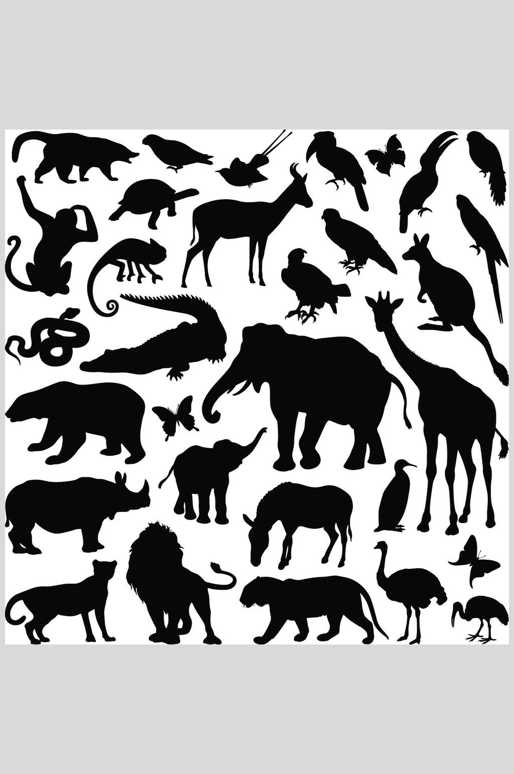 大象动物剪影矢量免抠元素素材