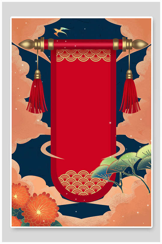 卷轴古典中国风国潮背景