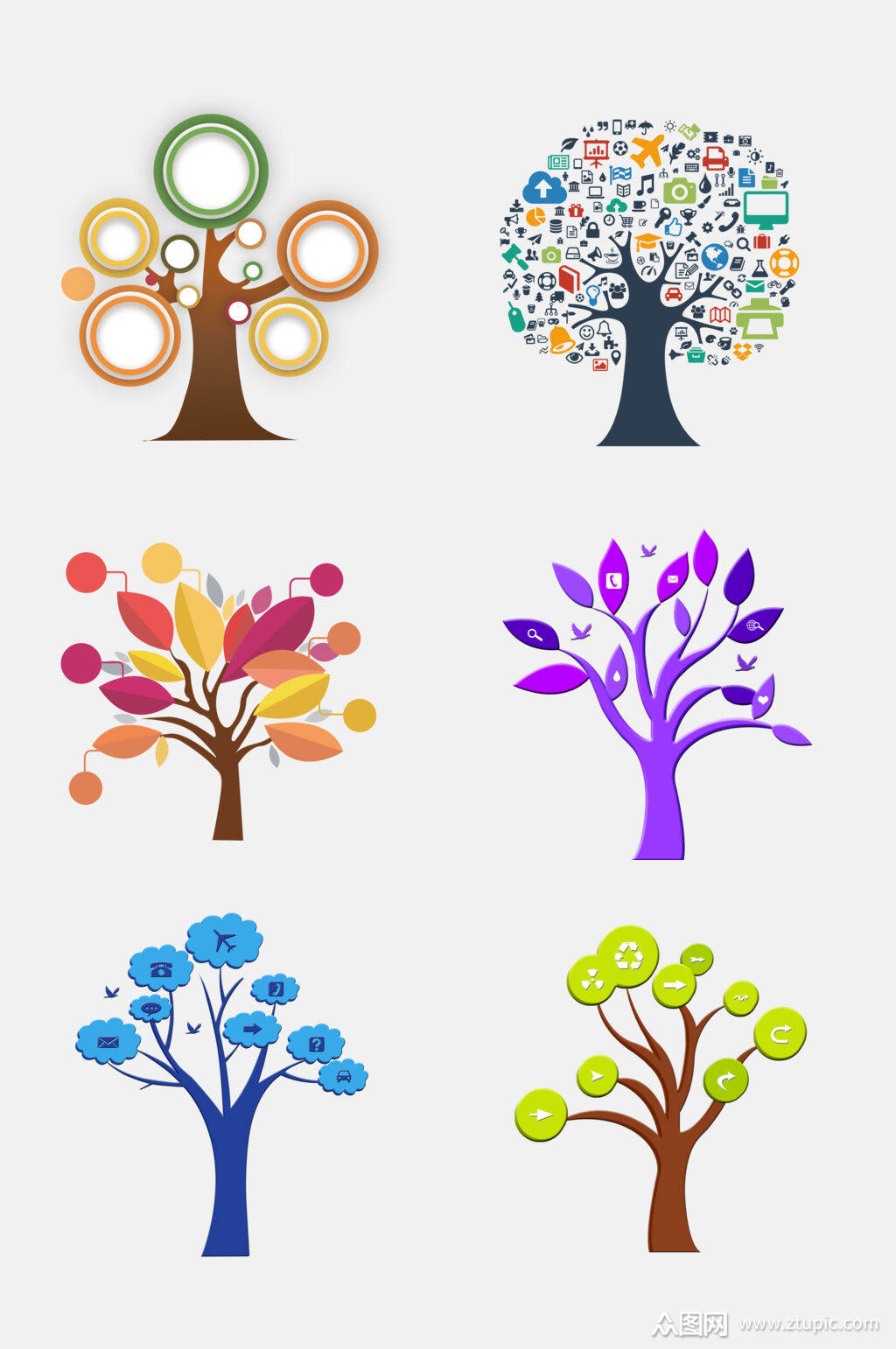 清新智慧树科技树状图元素素材模板下载-编号1795365-众图网