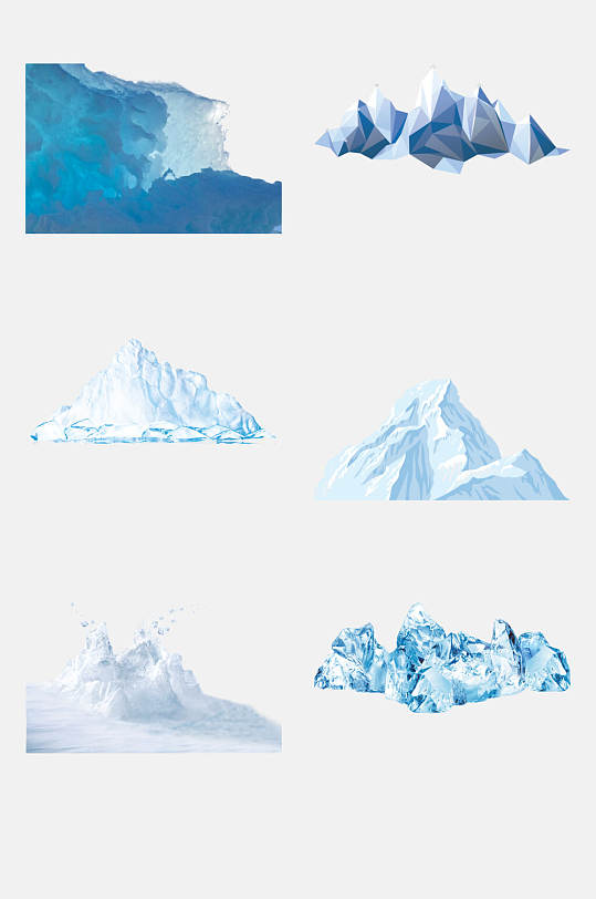 手绘画冰山冰川雪景素材免抠元素素材