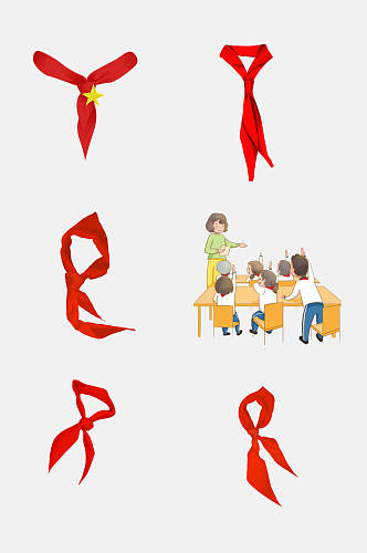 红旗红领巾小少先队员小学生敬礼元素素材