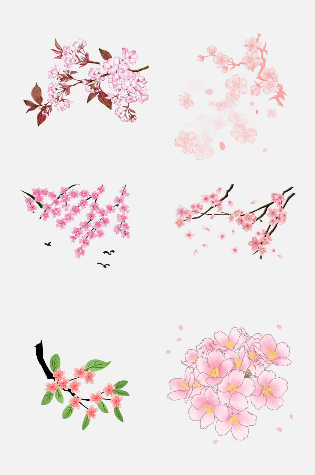 甜美樱花节梅花节素材元素素材