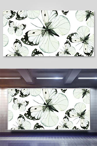 蝴蝶白色背景卡通动物矢量背景素材展板