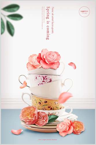粉色玫瑰花卉背景设计元素素材