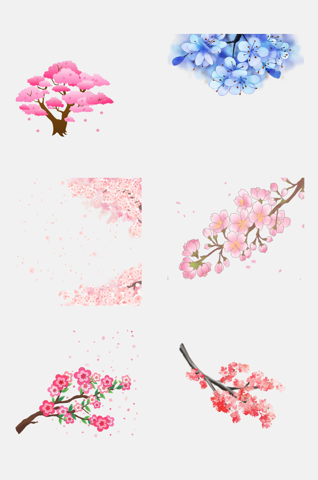 清新淡雅樱花节梅花节素材元素素材