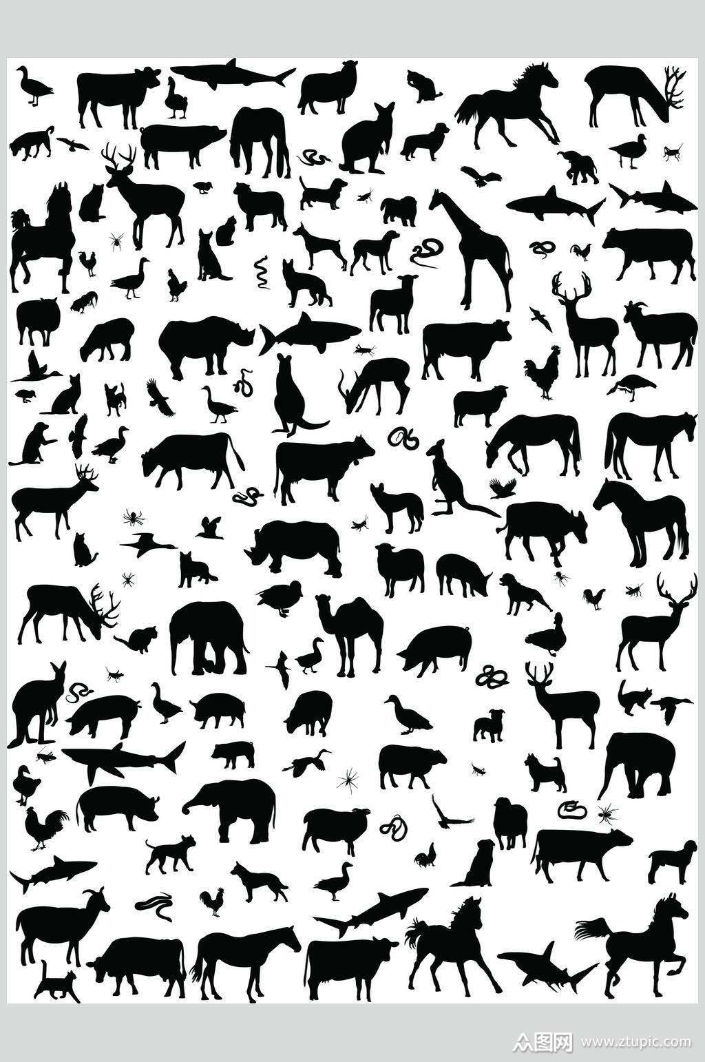 动物剪影矢量免抠元素素材