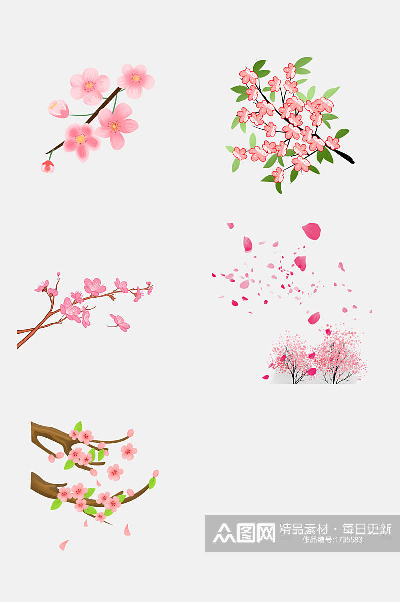浪漫樱花节梅花节素材元素素材