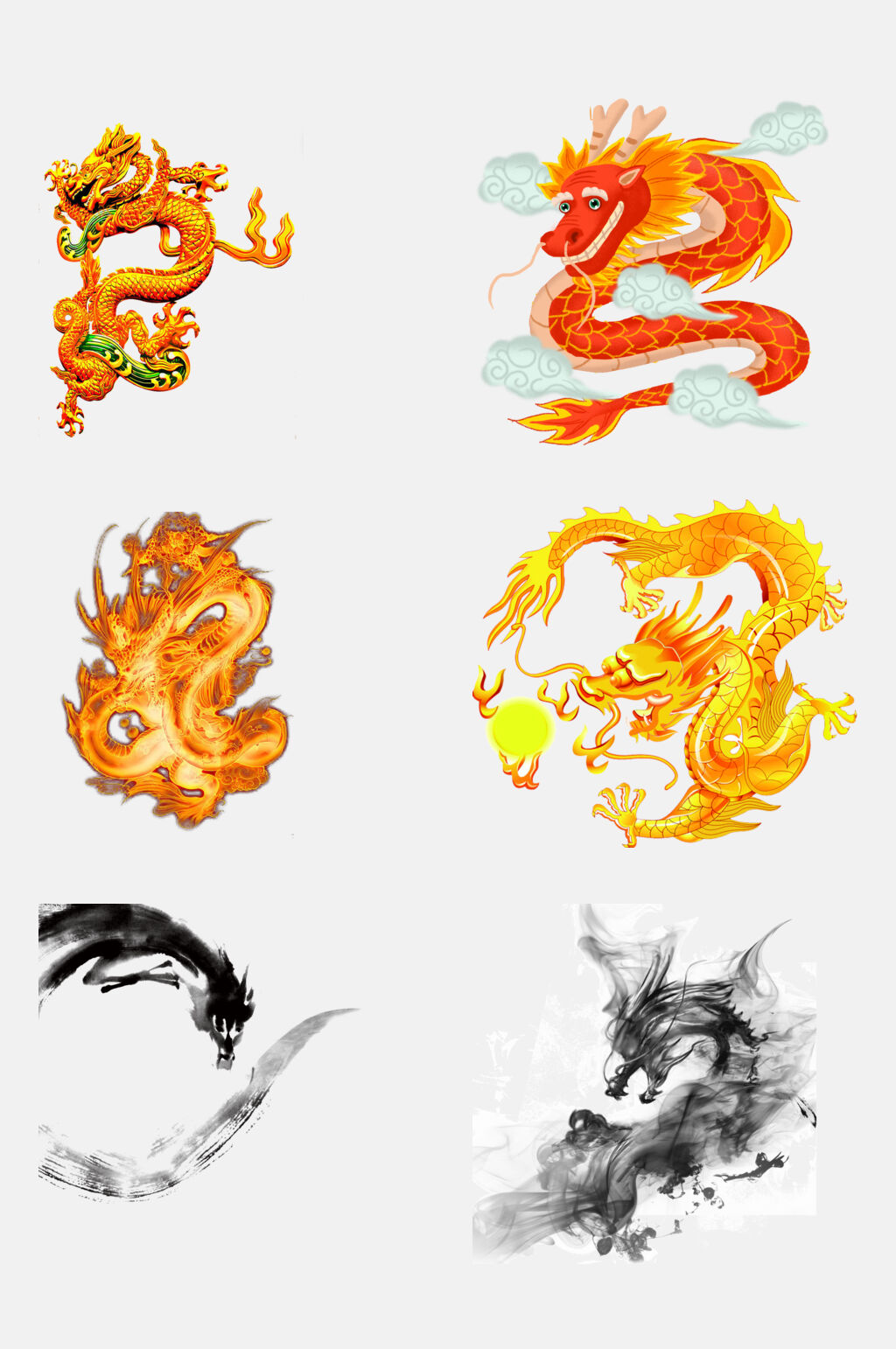 古代经典中国龙纹图案元素素材