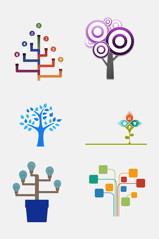 智慧树科技树状图元素素材-众图网