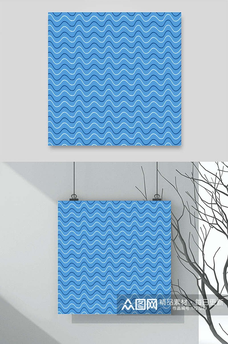 蓝色海浪波浪纹理背景素材素材
