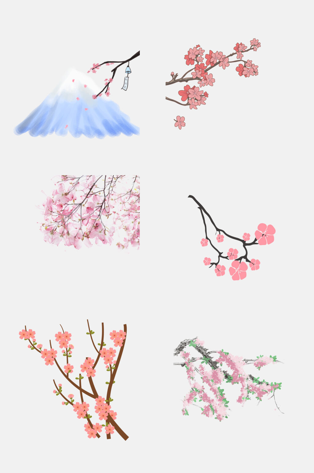 盛开樱花节梅花节素材元素素材
