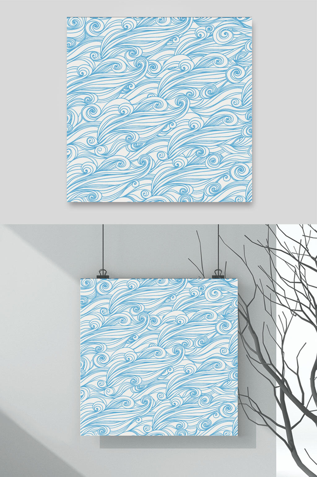 白色蓝色海浪波浪纹理背景素材素材