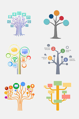 智慧树科技树状图免抠元素素材