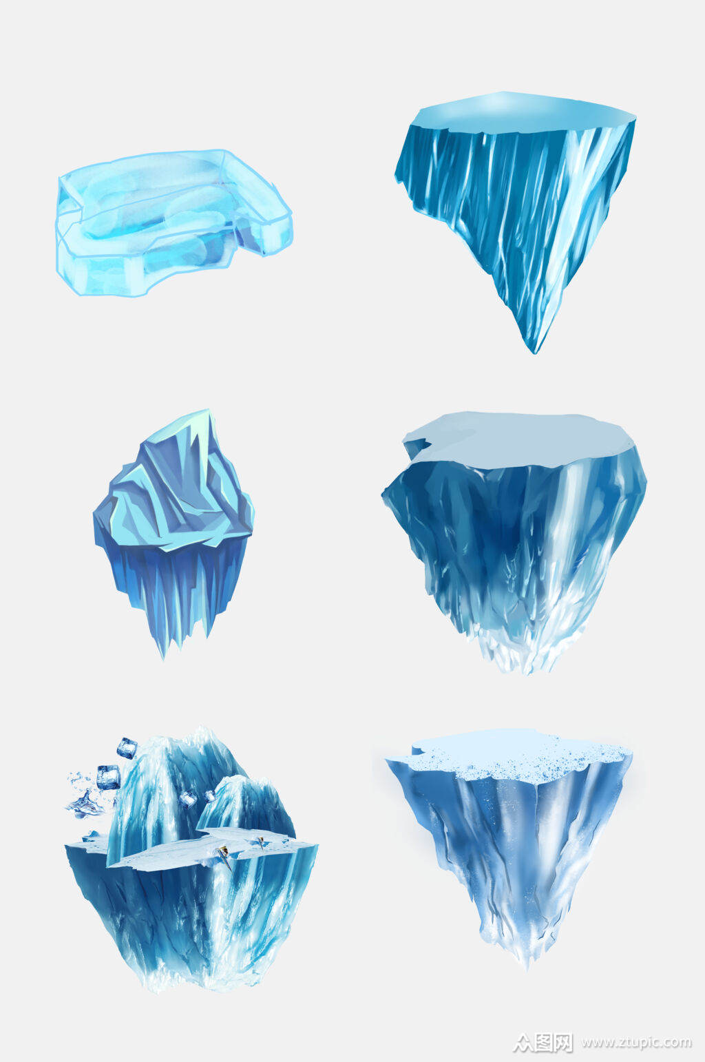 卡通漫画冰山冰川雪景素材免抠元素素材素材